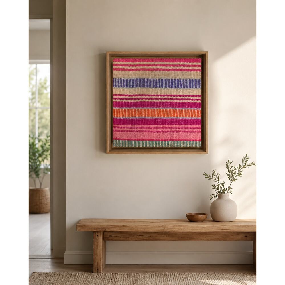 Heirloom Art 20” x 20” x 3” Framed Woven Textile Wall Art – Wood Shadow Box